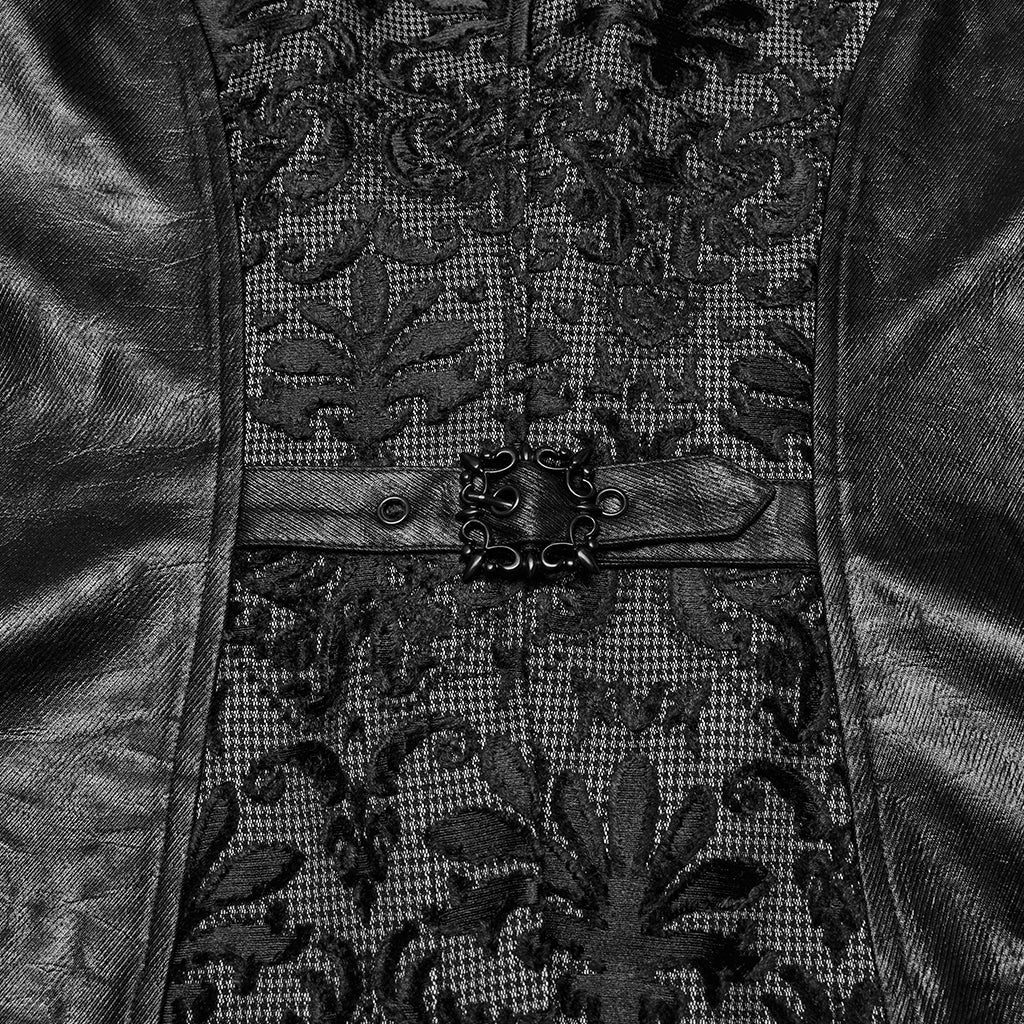 Gilet Gothique Homme en Dentelle Brodée Boutonné Style Vintage