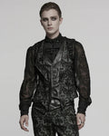 Gilet Gothique Homme en Dentelle Brodée Boutonné Style Vintage