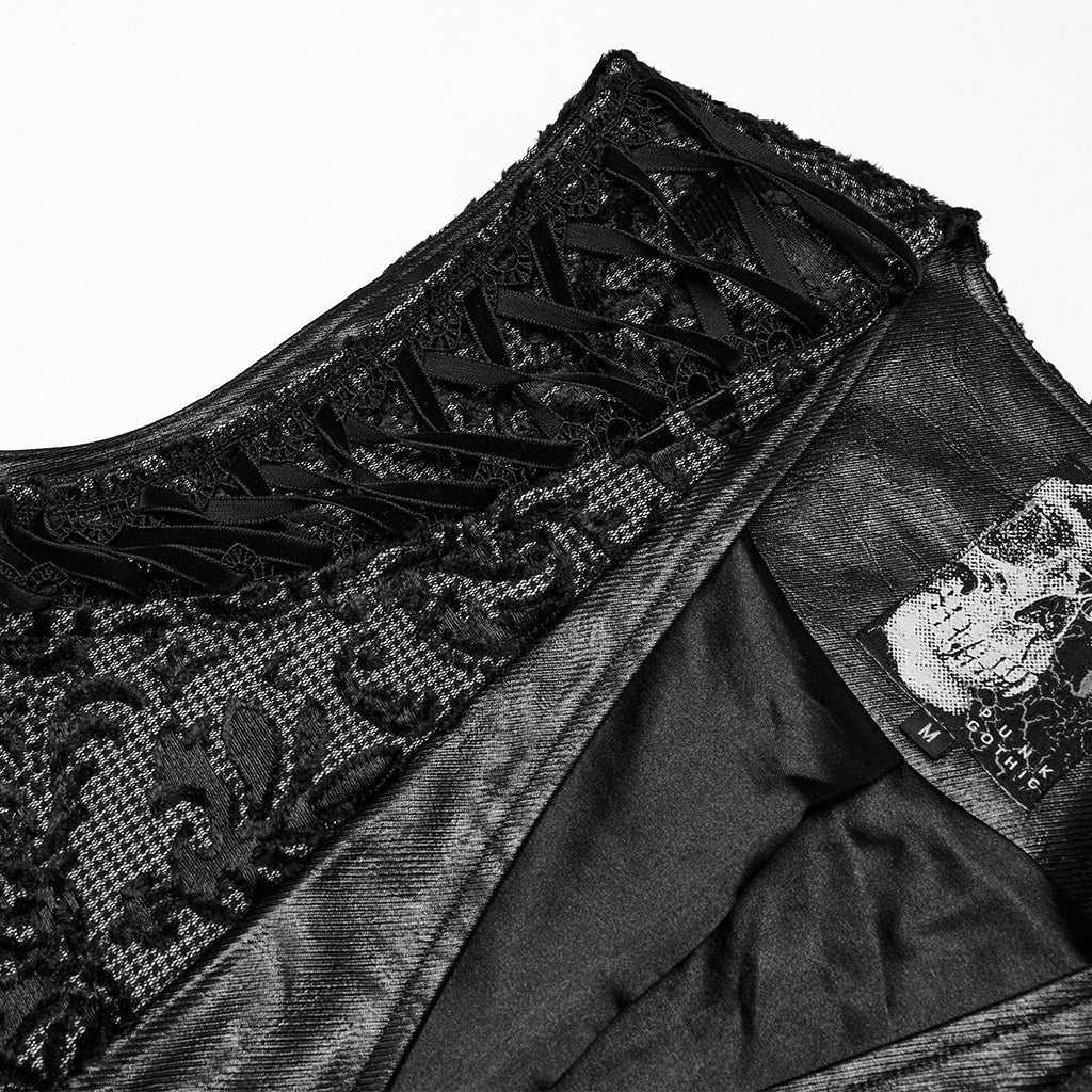 Gilet Gothique Homme en Dentelle Brodée Boutonné Style Vintage