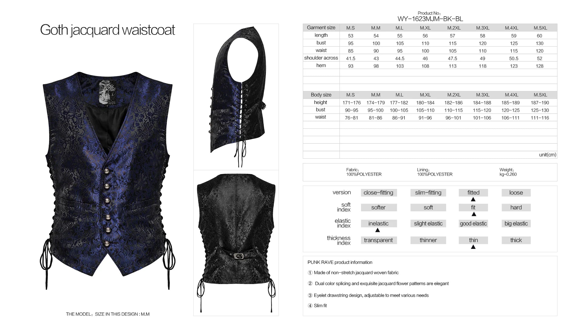 Gilet gothique ELEGANT BLEU