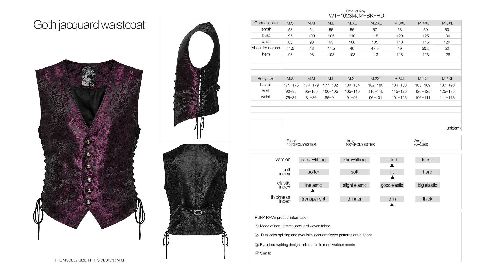 Gilet gothique ELEGANT RED