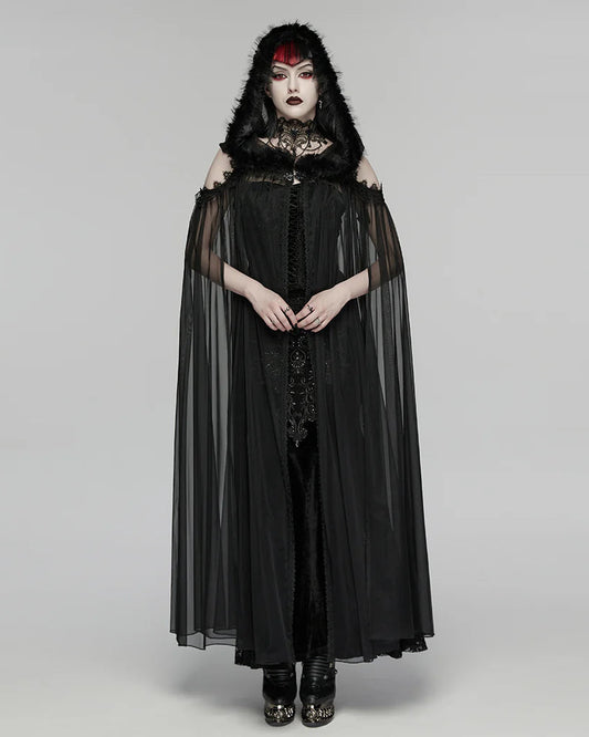 Cape en fourrure et dentelle