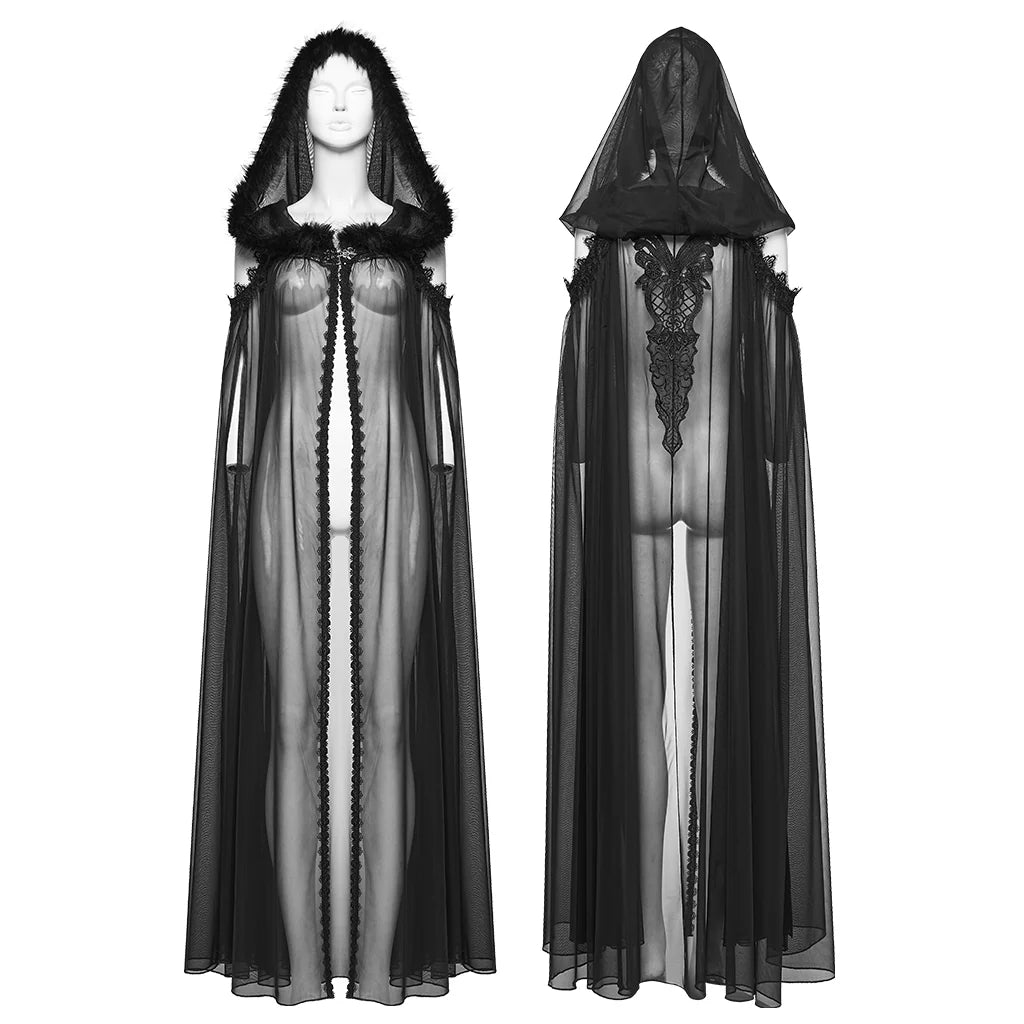 Cape en fourrure et dentelle