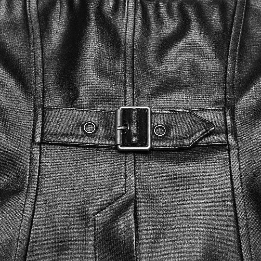 Gilets Punk en Faux Cuir Élégant avec Fermeture Éclair et Sangles