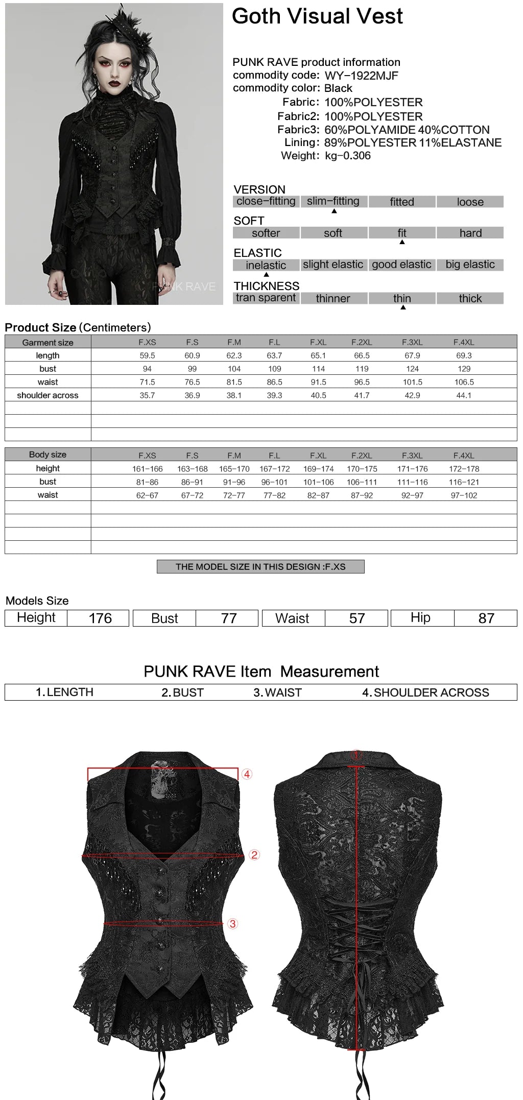 Corset gothique en velours noir à dentelle brocart