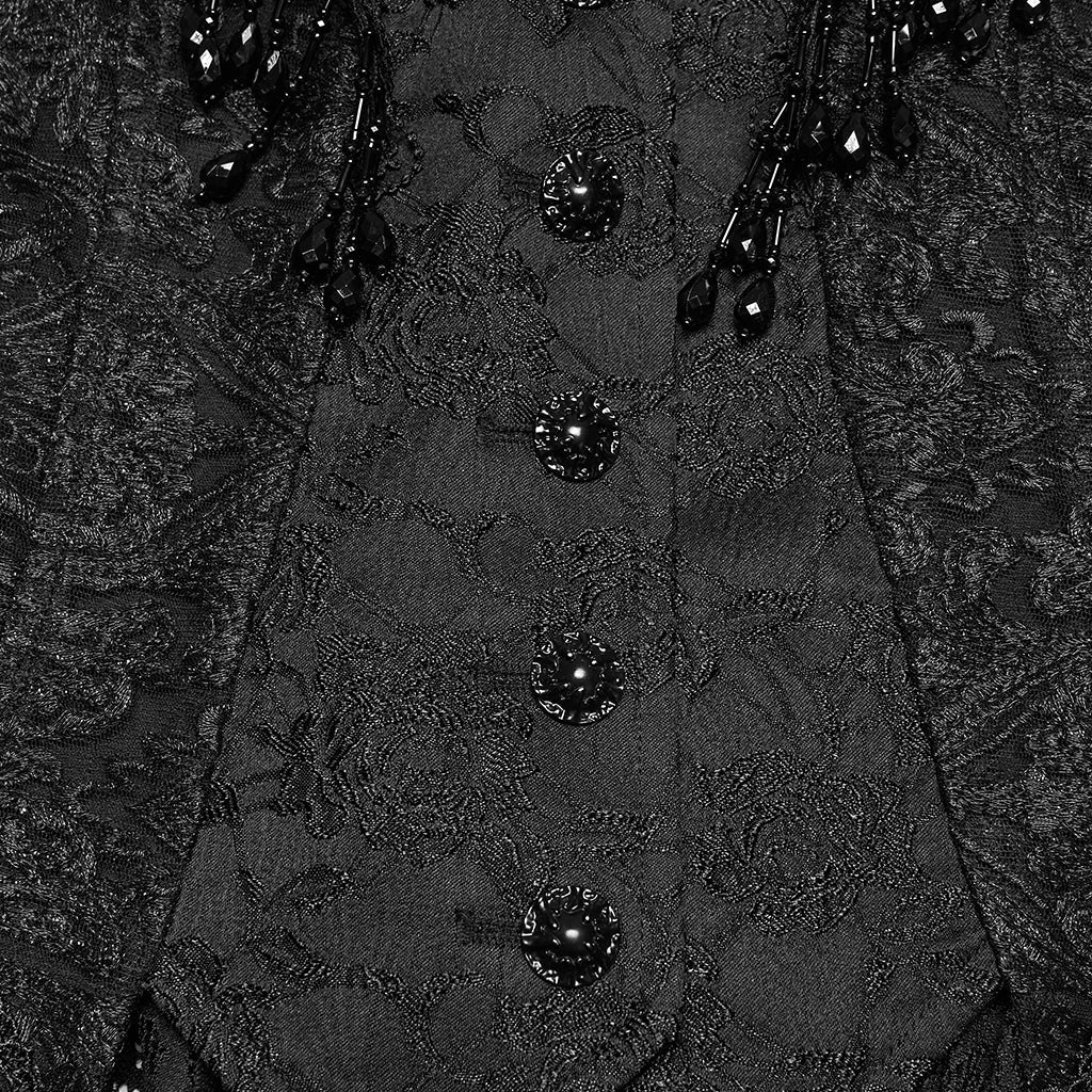 Corset gothique en velours noir à dentelle brocart