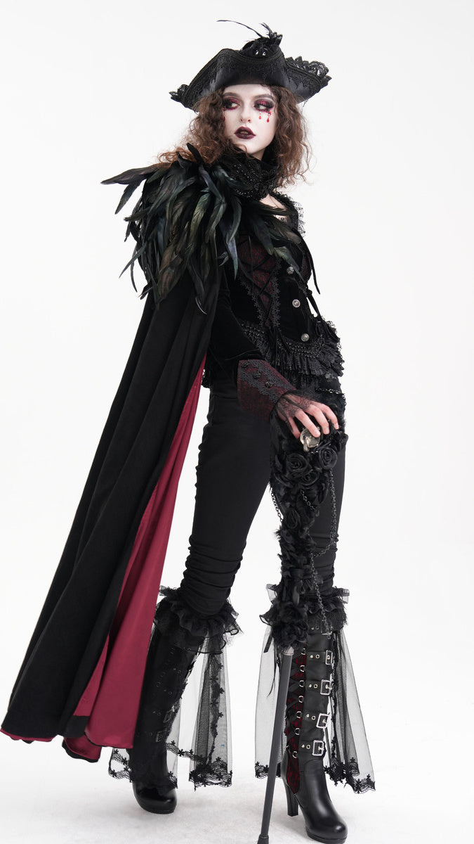 Chapeau tricorne gothique PLUME NOIR
