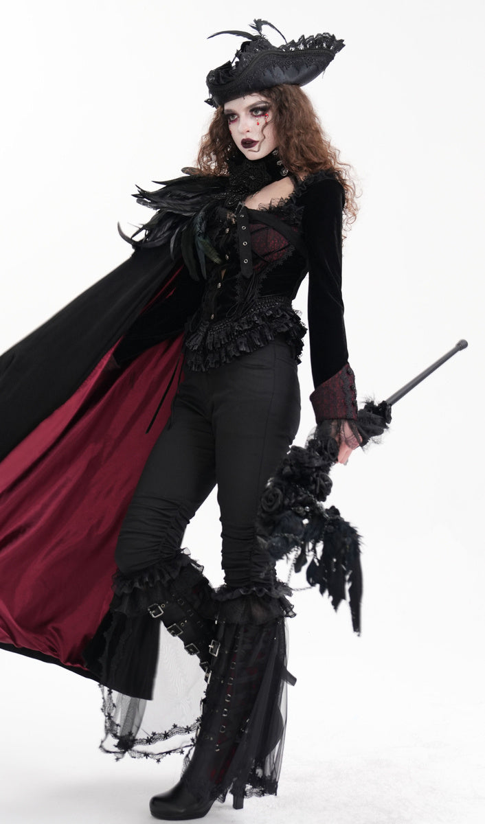 Chapeau tricorne gothique PLUME NOIR