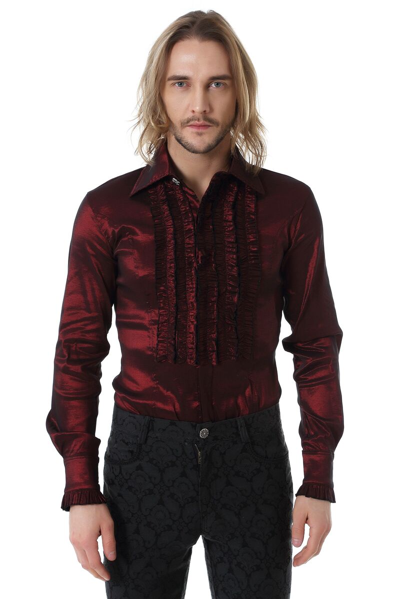 CHEMISE À JABOT CLASSIQUE BORDEAUX