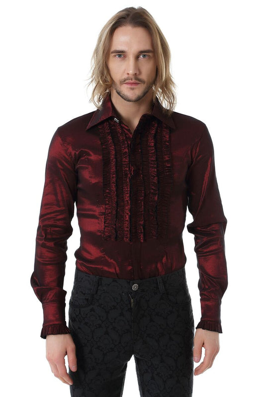 CHEMISE À JABOT CLASSIQUE BORDEAUX