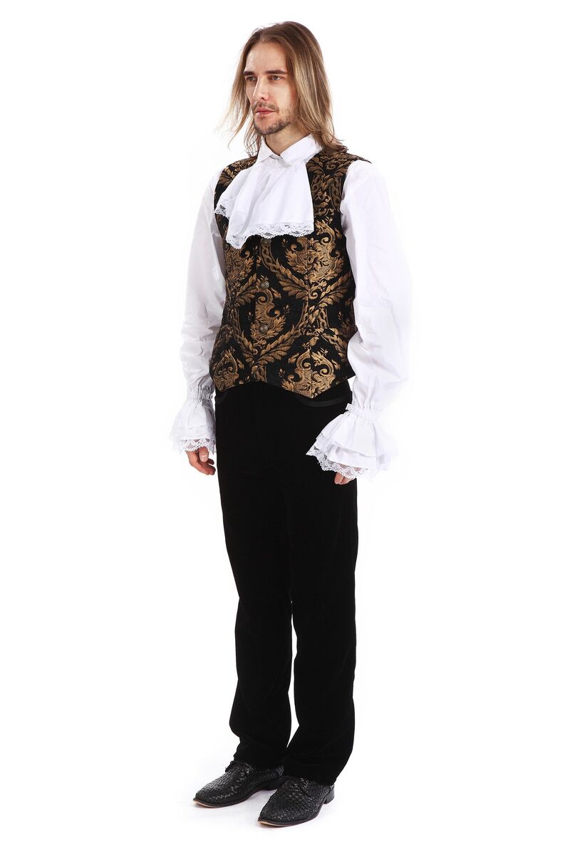 GILET HOMME GOTHIQUE STEAMPUNK VICTORIEN BROCARD OR