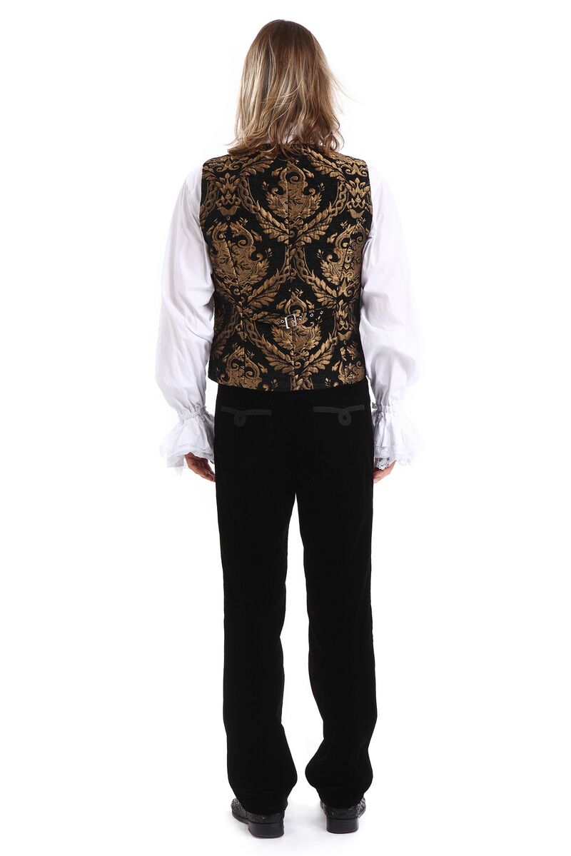 GILET HOMME GOTHIQUE STEAMPUNK VICTORIEN BROCARD OR