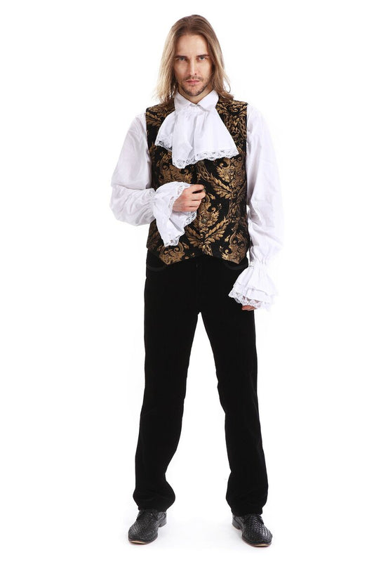 GILET HOMME GOTHIQUE STEAMPUNK VICTORIEN BROCARD OR