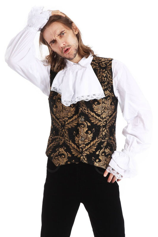 GILET HOMME GOTHIQUE STEAMPUNK VICTORIEN BROCARD OR