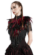 Boléro GOTHIQUE à Plumes ROUGE