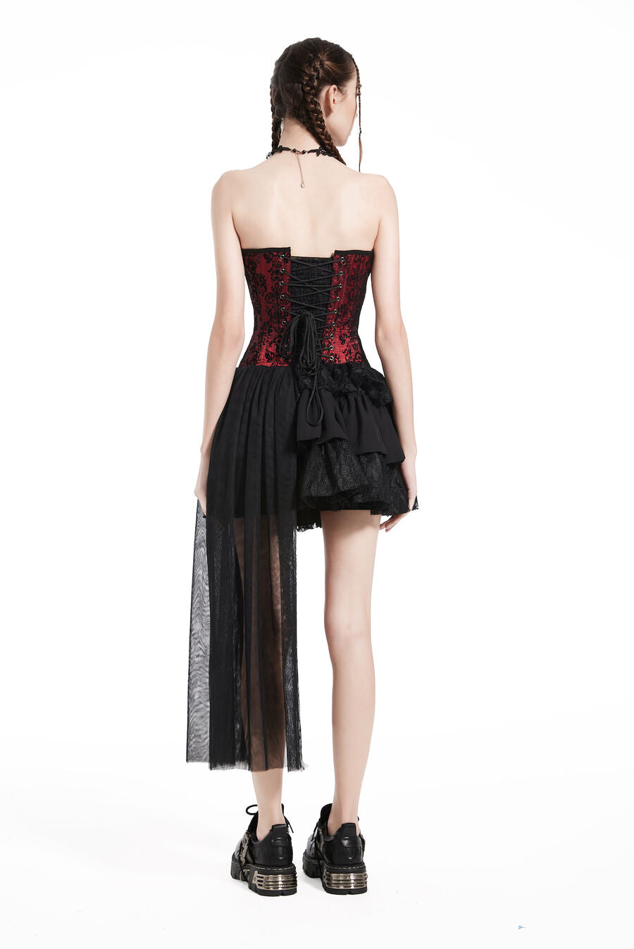 Robe bustier en dentelle gothique ROUGE
