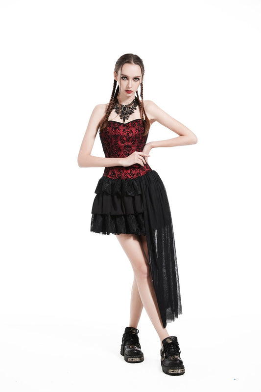 Robe bustier en dentelle gothique ROUGE