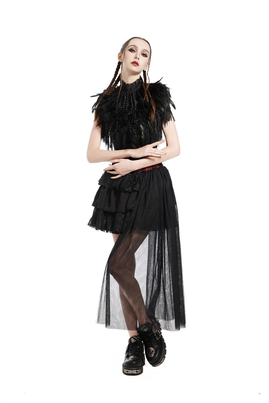 Boléro GOTHIQUE à Plumes NOIR