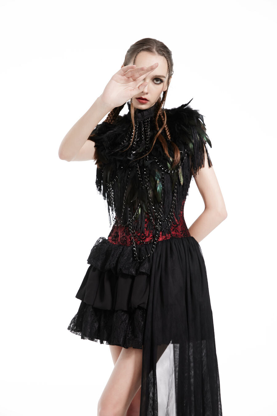 Boléro GOTHIQUE à Plumes NOIR
