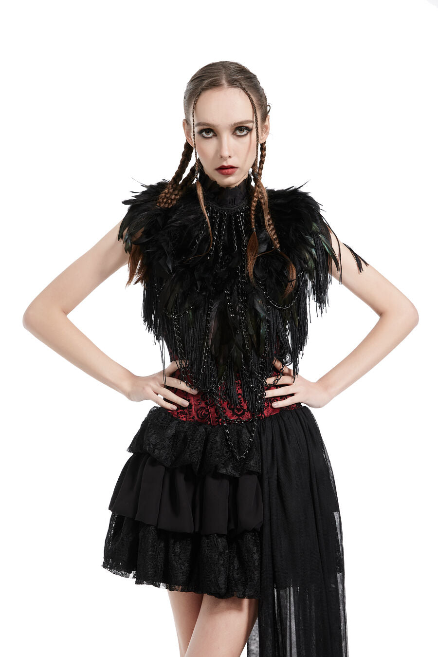 Boléro GOTHIQUE à Plumes NOIR