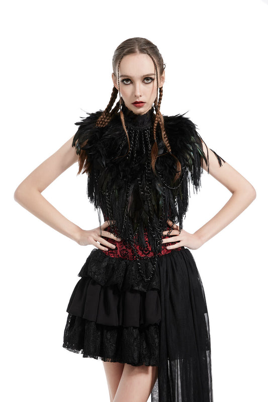Boléro GOTHIQUE à Plumes NOIR