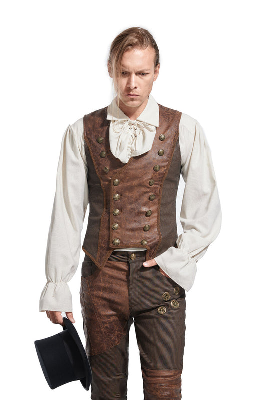 Gilet steampunk à rayure MARRON