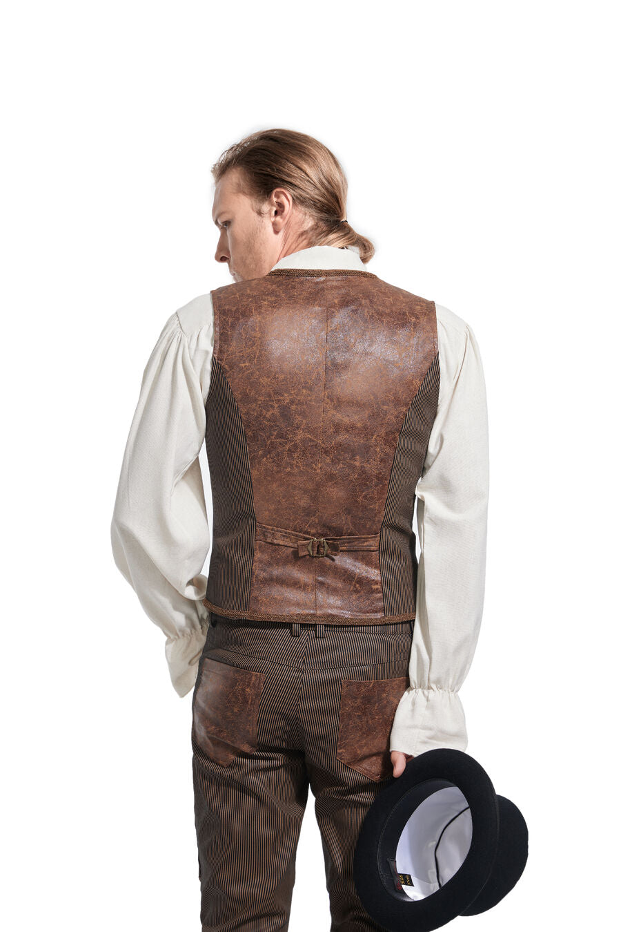 Gilet steampunk à rayure MARRON