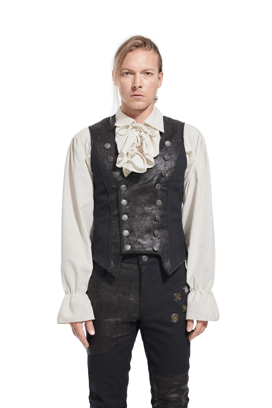 Gilet steampunk à rayure NOIR