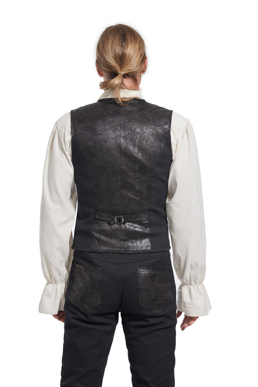 Gilet steampunk à rayure NOIR