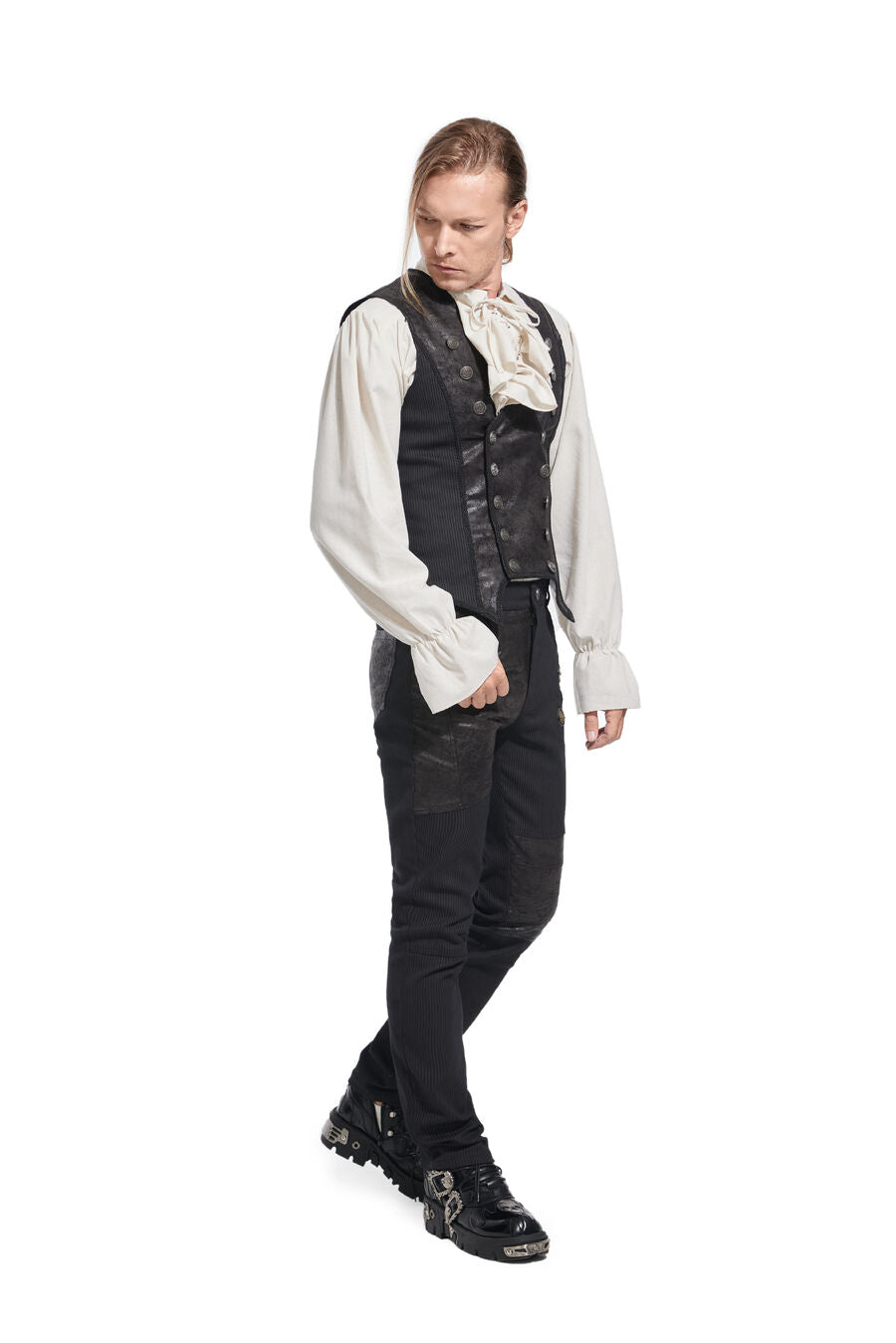 Gilet steampunk à rayure NOIR