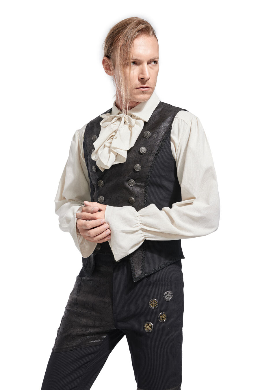Gilet steampunk à rayure NOIR