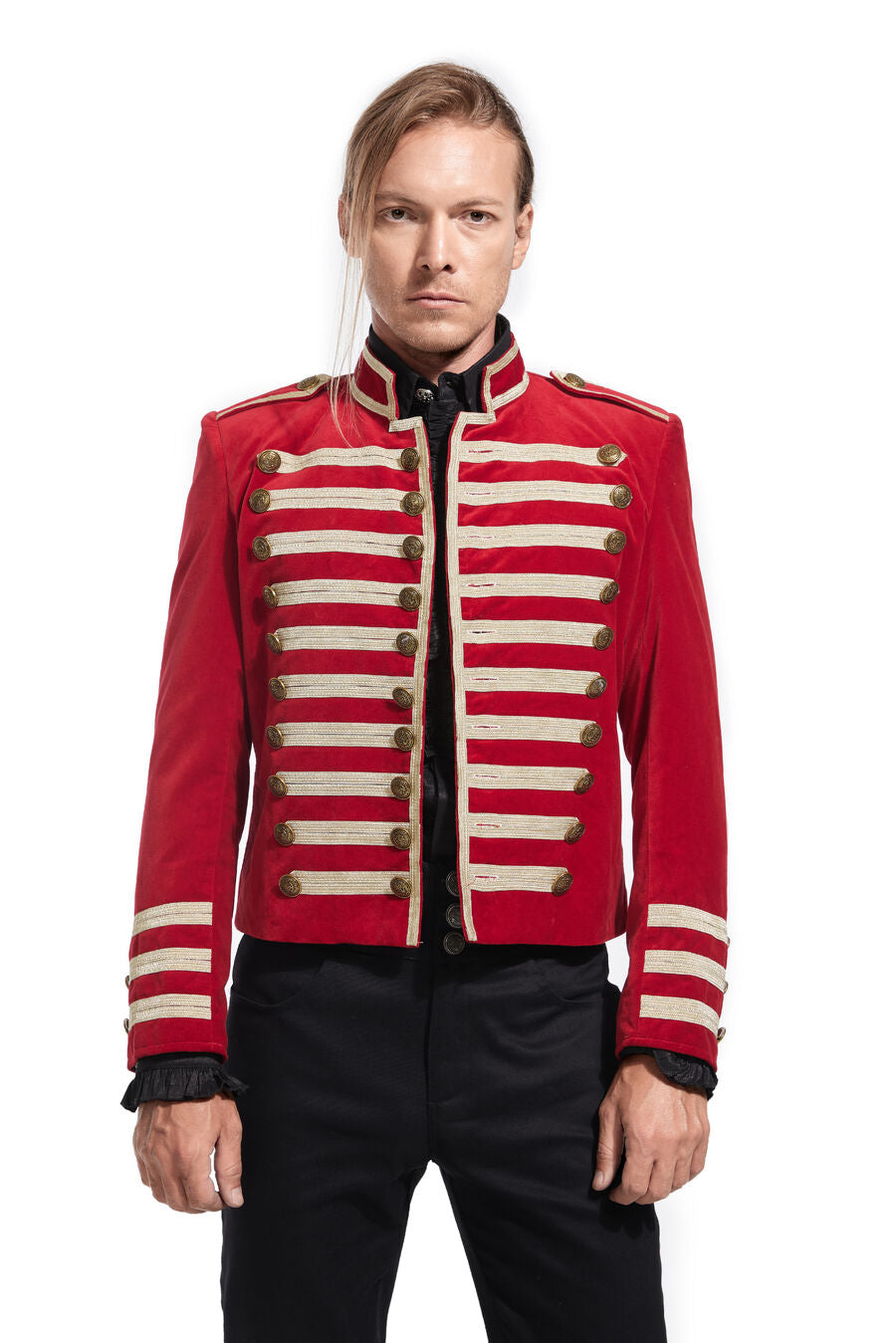 Veste officier style gothique en velours rouge