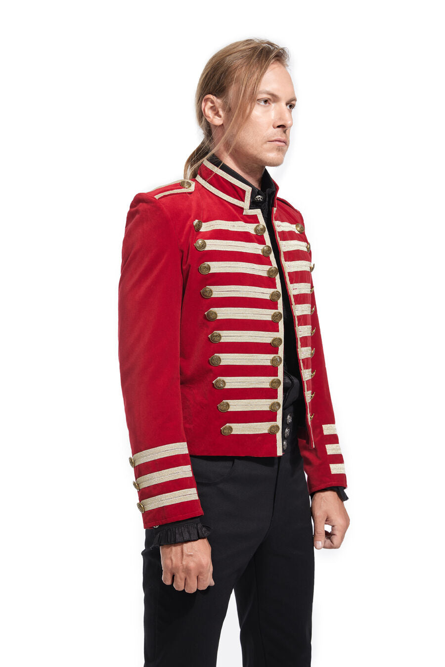 Veste officier style gothique en velours rouge