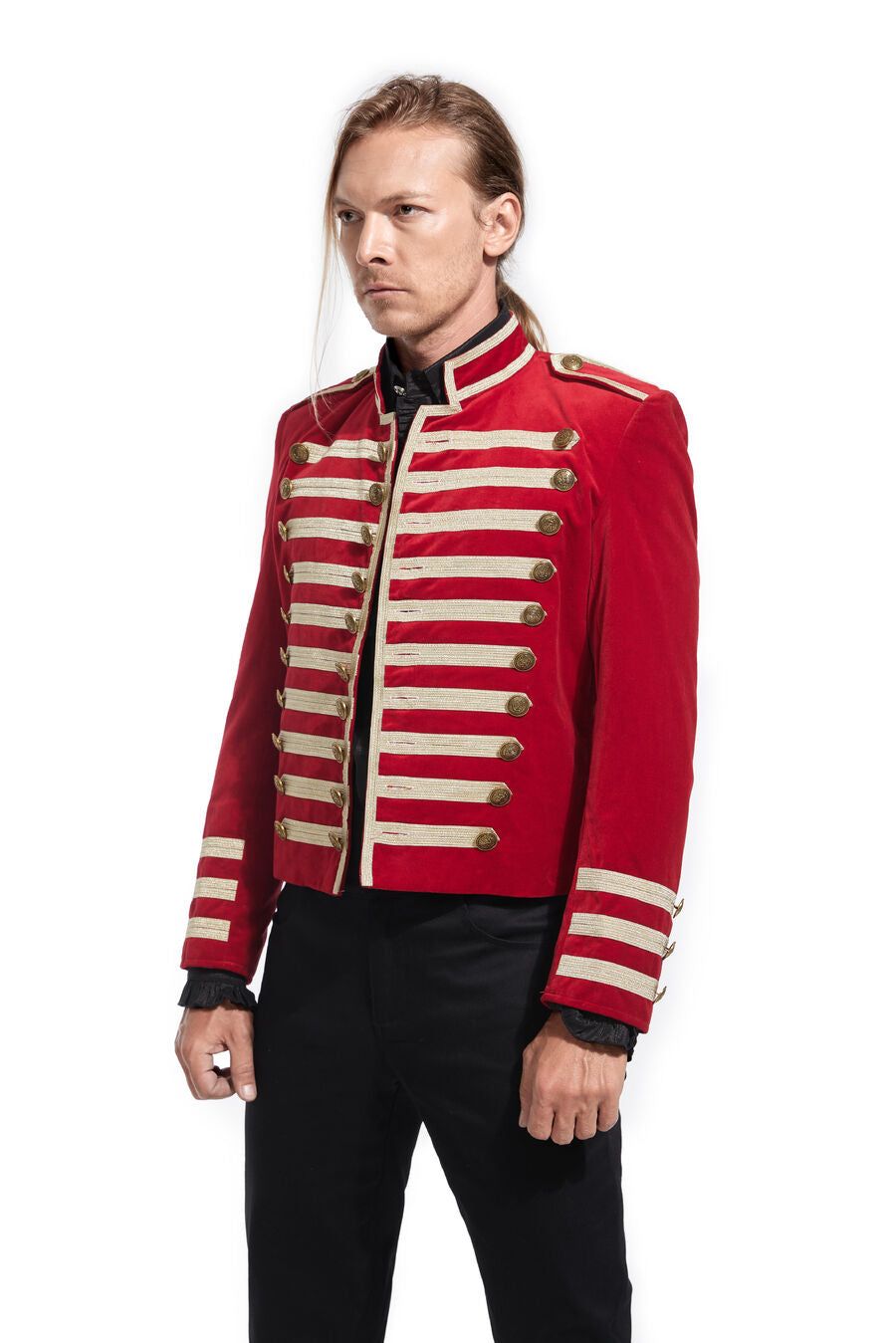 Veste officier style gothique en velours rouge
