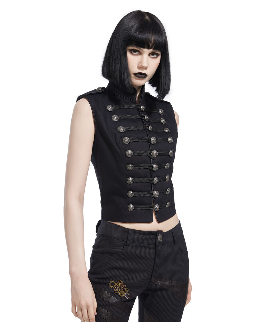 Gilet officier gothique pour femme NOIR