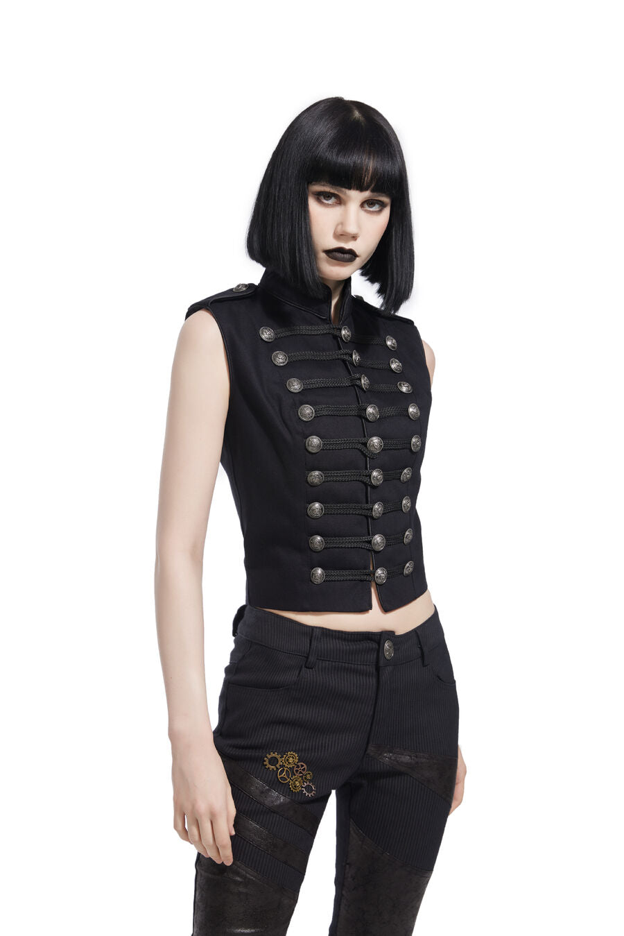 Gilet officier gothique pour femme NOIR