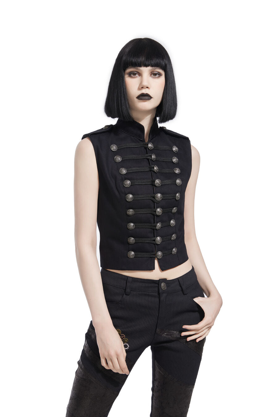 Gilet officier gothique pour femme NOIR