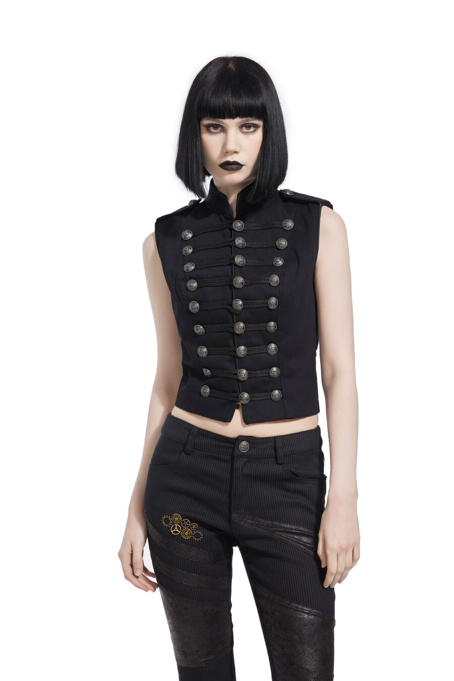 Gilet officier gothique pour femme NOIR