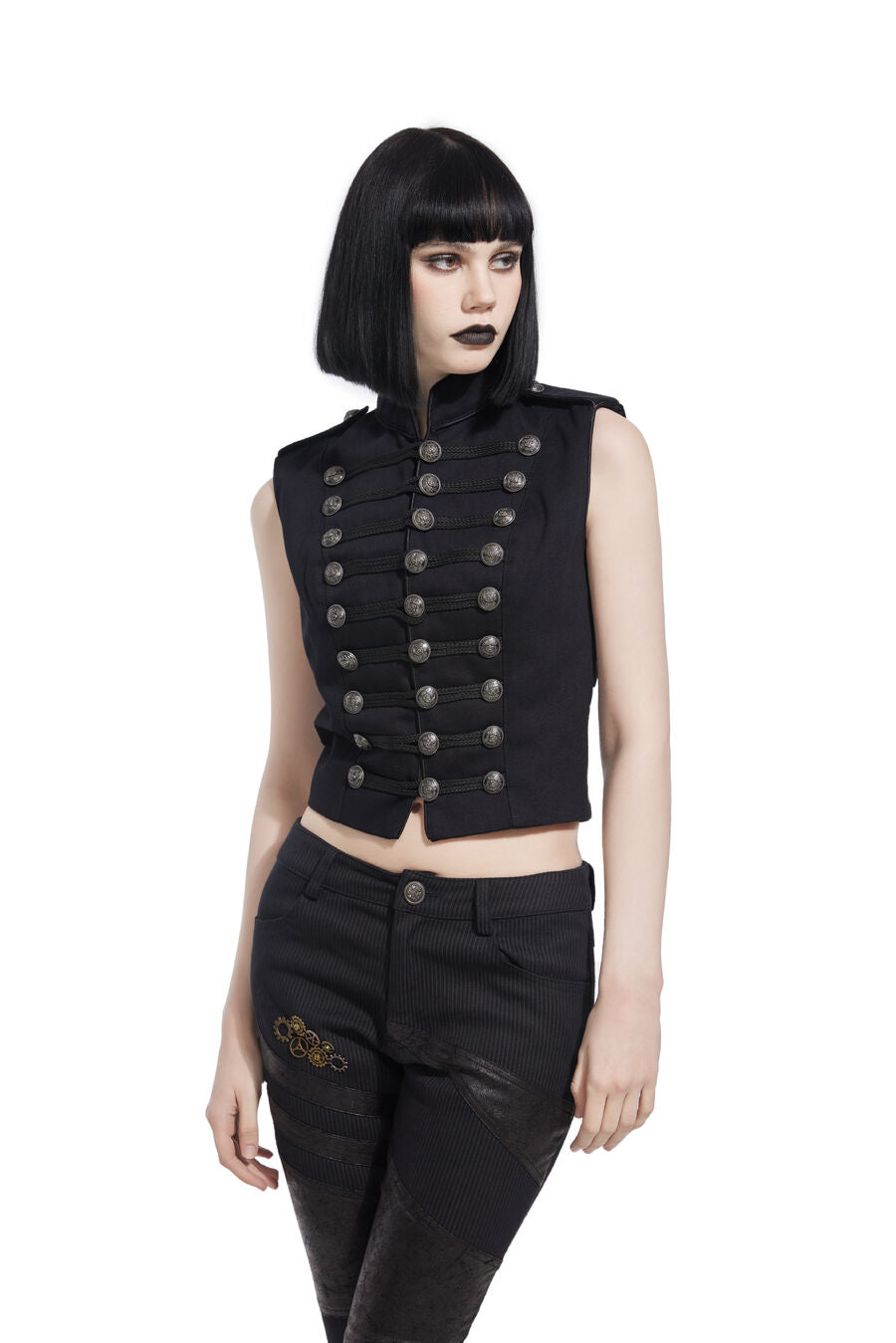 Gilet officier gothique pour femme NOIR