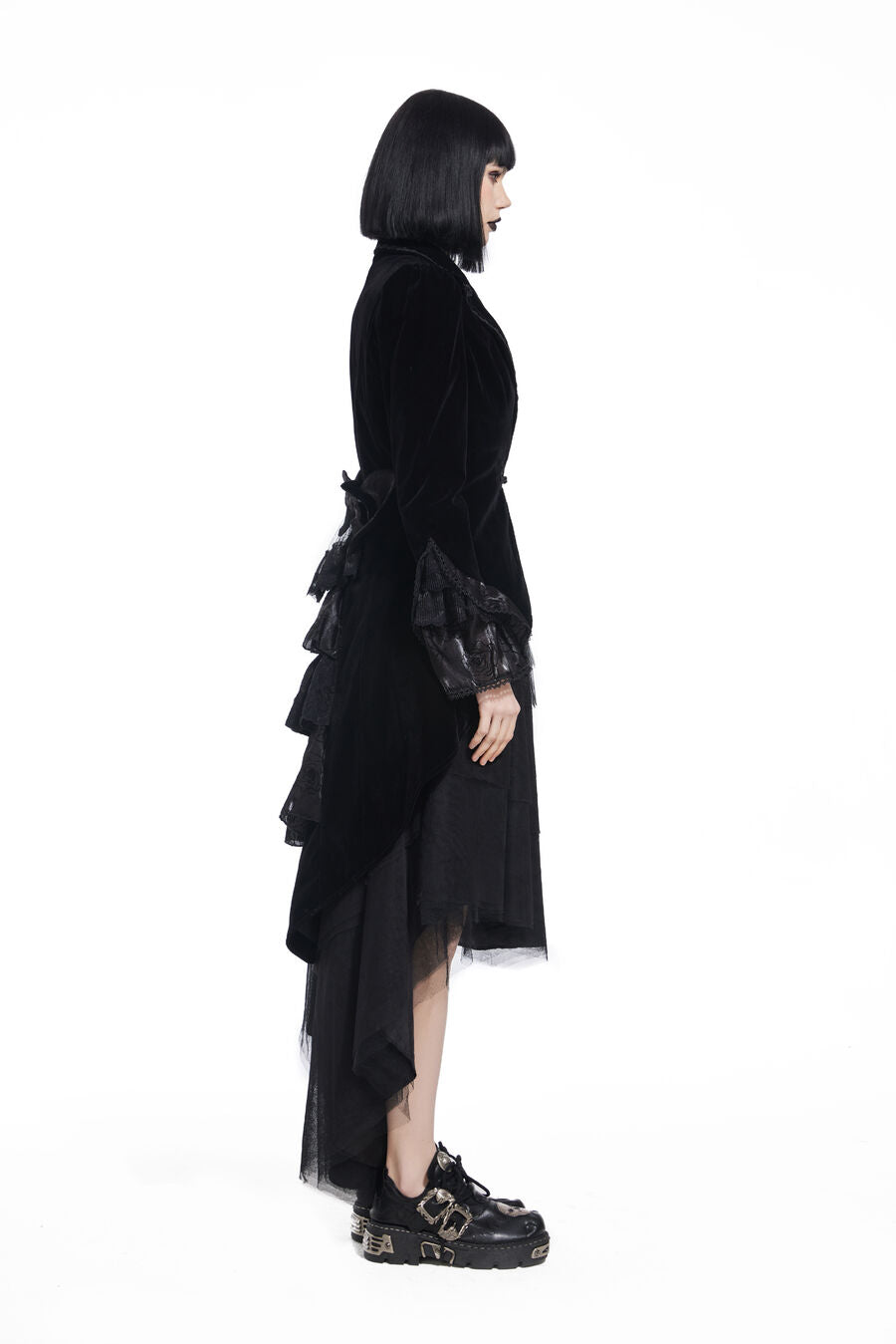 Veste femme velours queue de pie NOIR