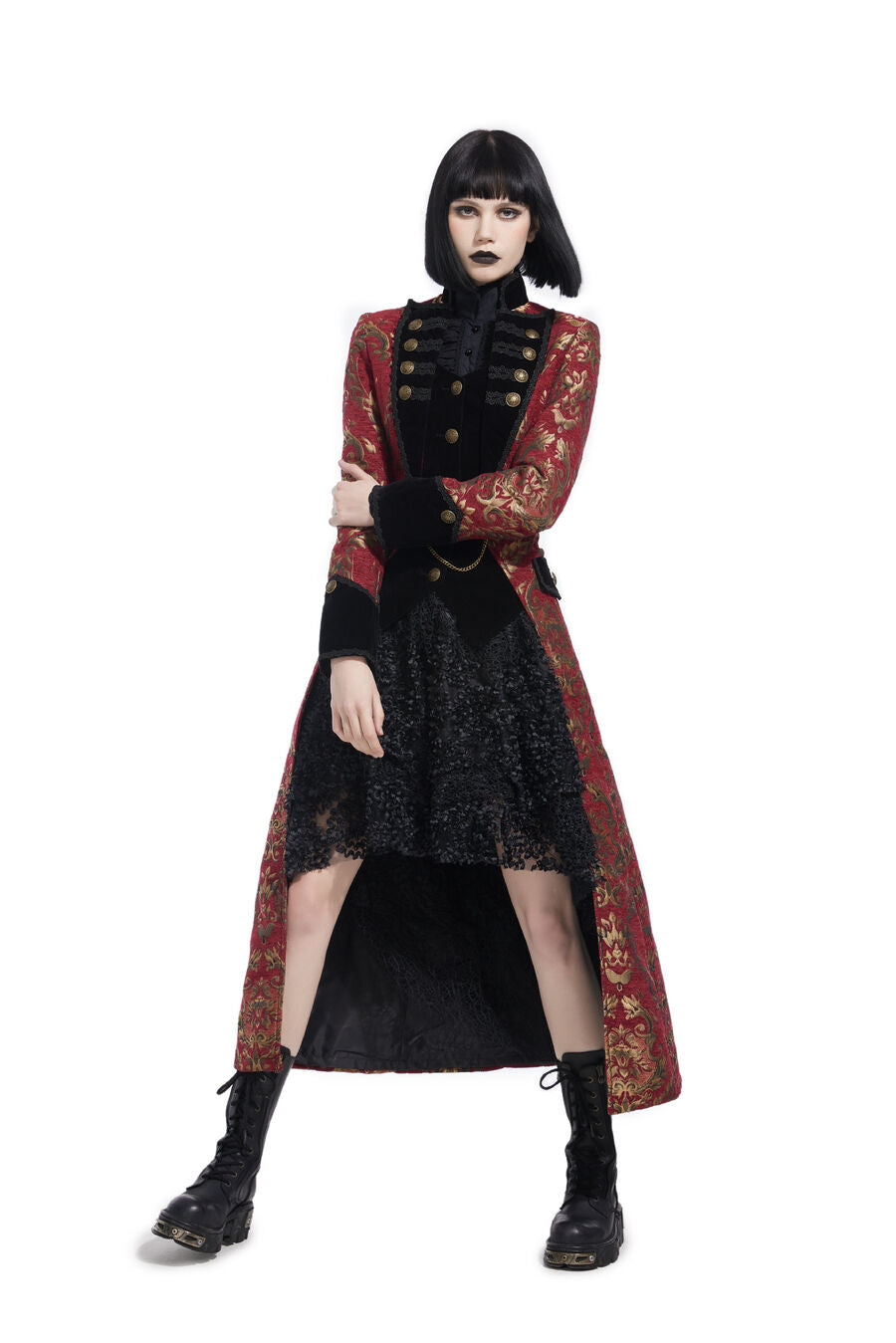 Manteau long gothique ROUGE