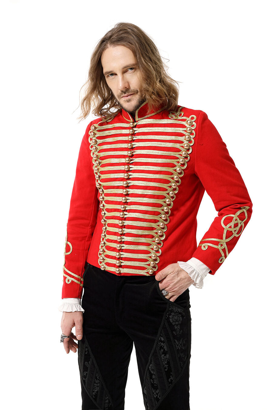 Veste officier style gothique rouge