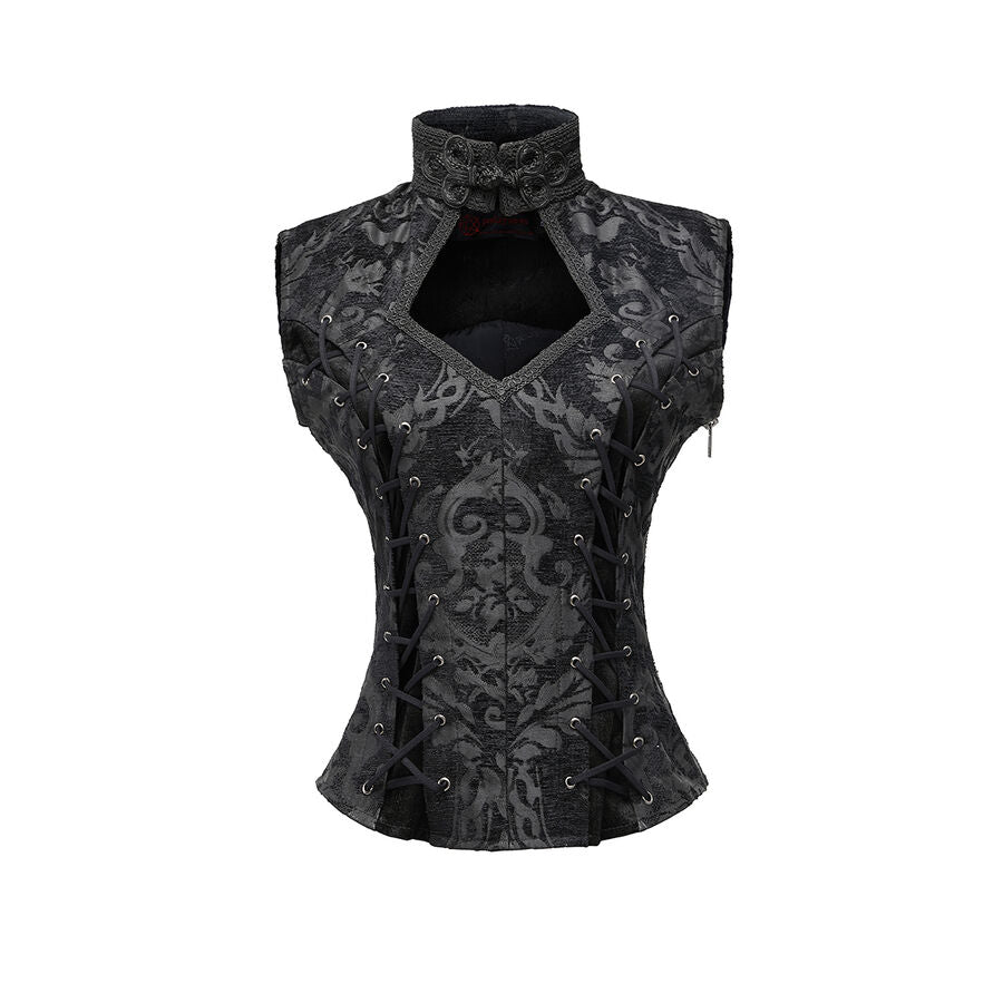 gilet femme jacquard style baroque Noir
