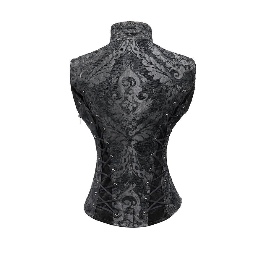 gilet femme jacquard style baroque Noir