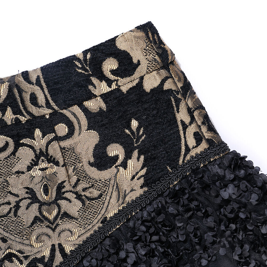 jupe court jacquard Or