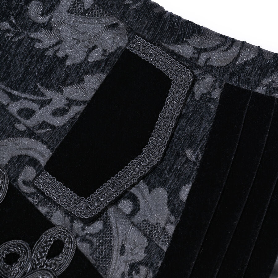 gilet femme queue-de-pie jacquard style baroque Noir