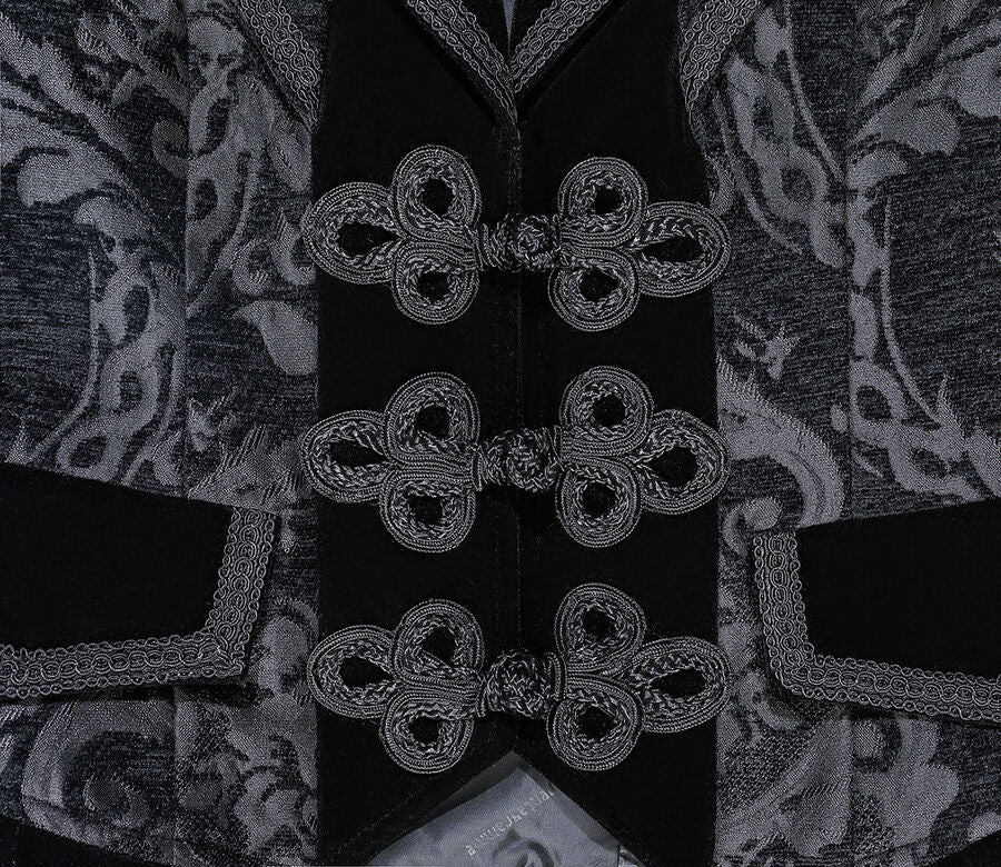 gilet femme queue-de-pie jacquard style baroque Noir