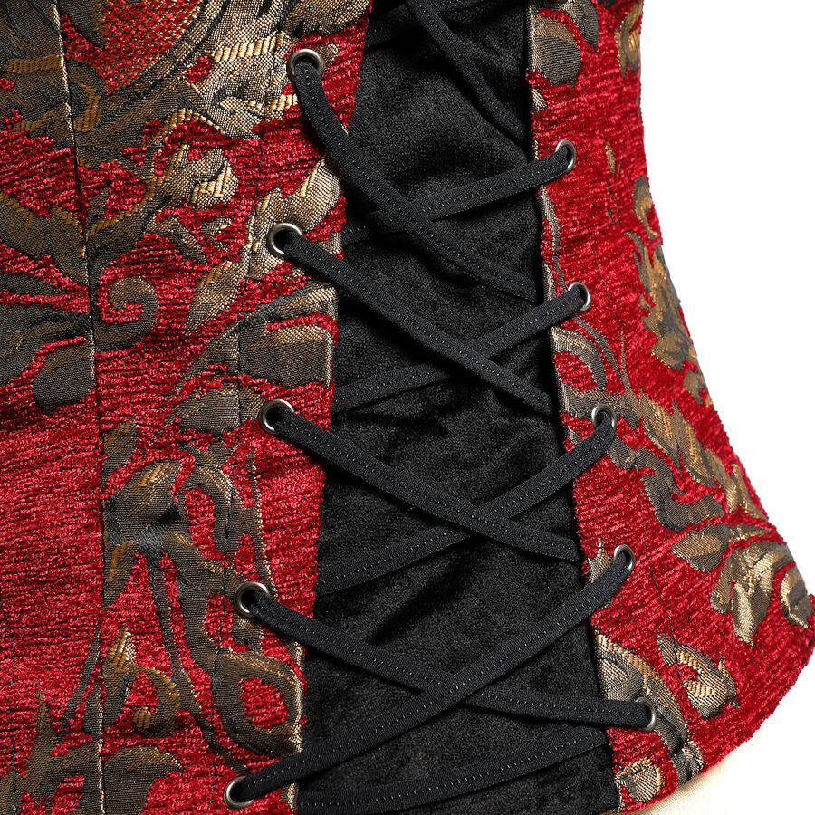 gilet femme jacquard style baroque Rouge