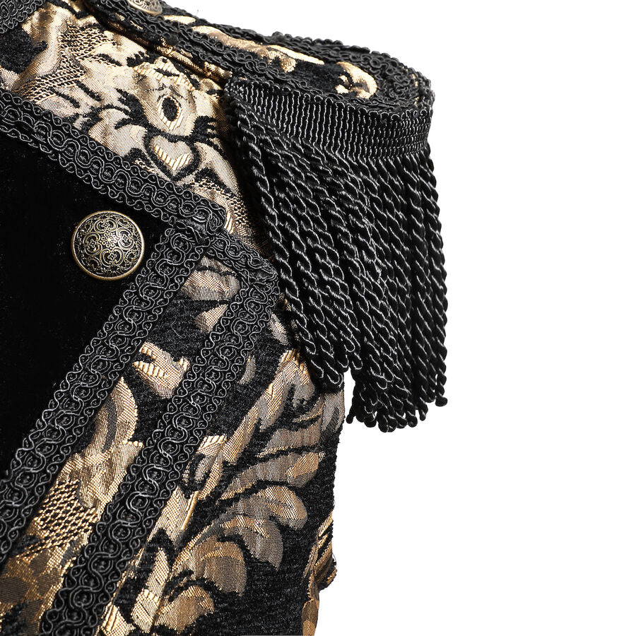 gilet femme queue-de-pie jacquard style baroque or