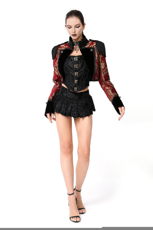 top veste boléro femme Jacquard Rouge